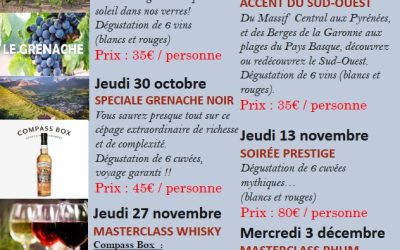 Nouveau programme des soirées dégustation !